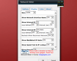 Network Meter gadget settings