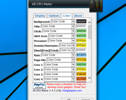 All CPU Meter widget settings