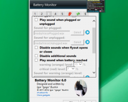 Battery Monitor gadget settings