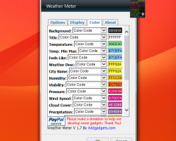Weather Meter gadget settings