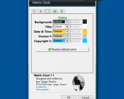 Metric Clock gadget settings