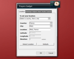 Prayers Gadget settings