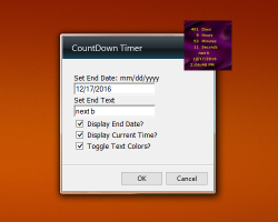 CountDown Timer settings